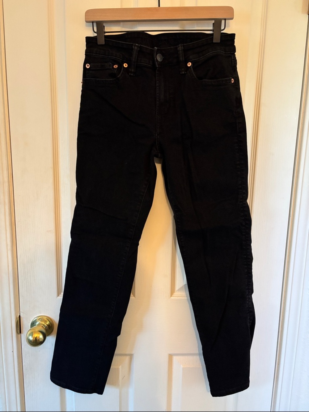 American Eagle Jeans Mens 30x30 Black Denim Slim Straight Airflex +